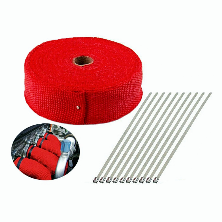 Performance exhaust accessories for exhaust header titanium and red color exhaust wrap