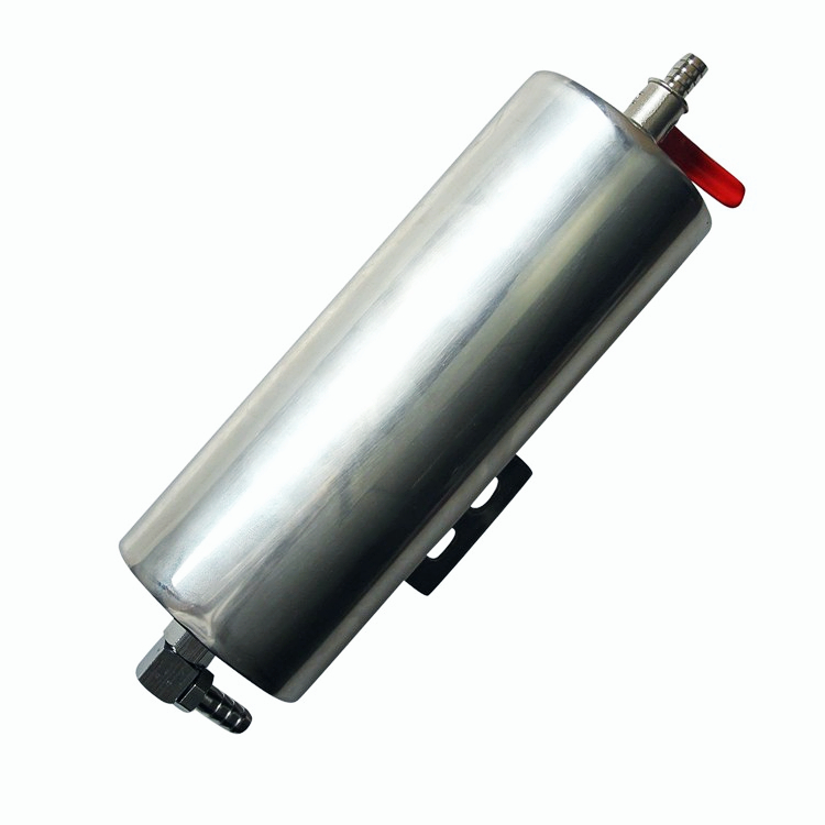 New 3" x 8" Polished Stainless Radiator Over Flow Tank Can W/ Drain Valve 20oz