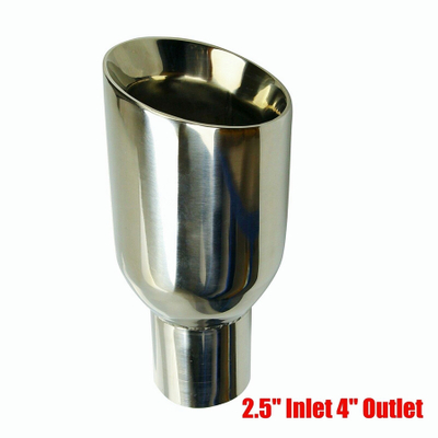 2.5 Inlet - 4 Outlet Stainless Steel Sliver Duo Layer Slant Cut Car Exhaust Tip