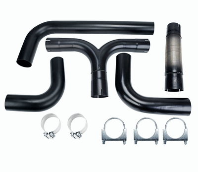 Universal 4" Black Turbo Dual Smoker Diesel Exhaust Stack T Pipe System Kit Ford