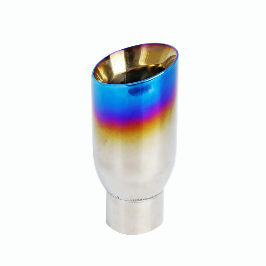 Stainless Exhaust Tip Slant Cut Duo Layer Blue Burnt Muffler Exhaust Tip 2.5 Inlet 3.5 Outley