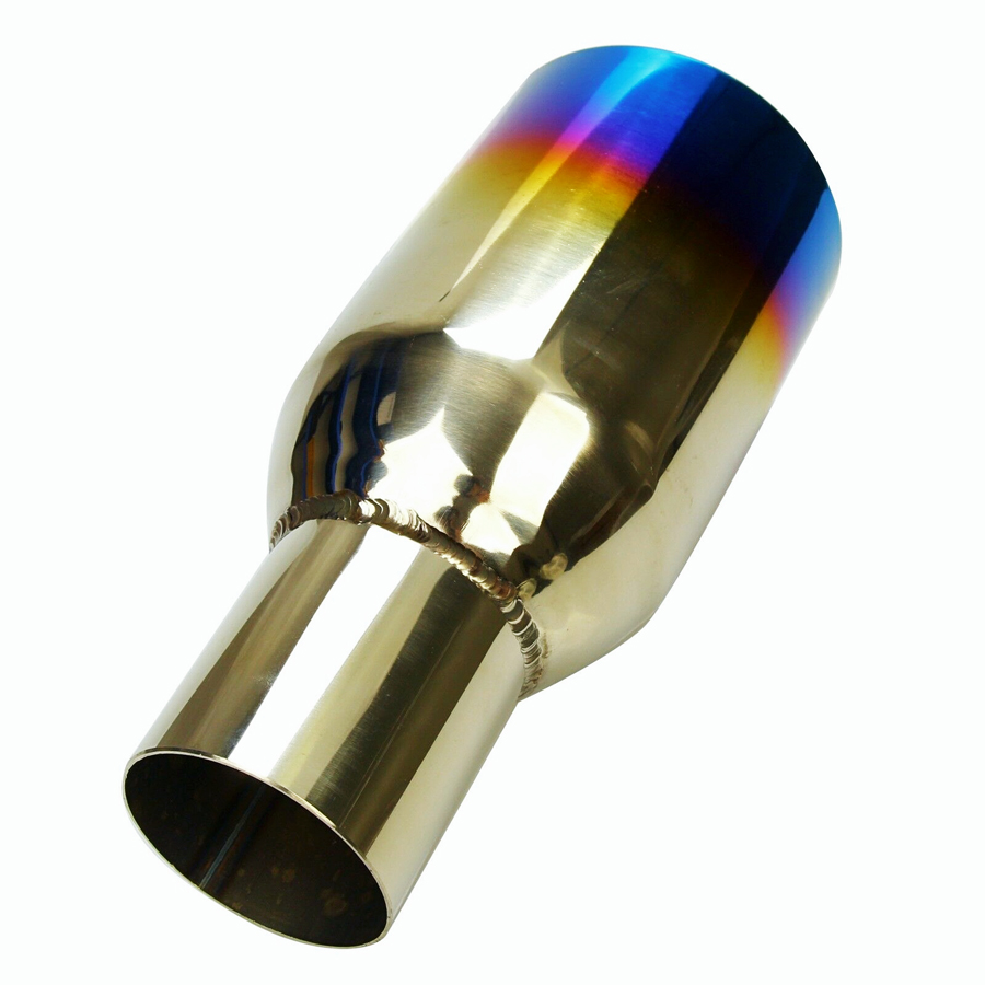  2X 2.5 In 4 Out Polished Stainless Blue Burnt Exhaust Duo Layer Straight Tip