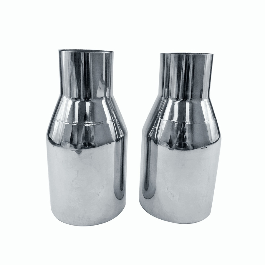Polished Stainless Steel 2.5In 4Out 2X Sliver Exhaust Duo Layer Straight Tip