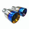  2X 2.5 In 4 Out Polished Stainless Blue Burnt Exhaust Duo Layer Straight Tip