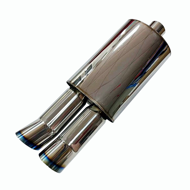 3" DTM Style Dual Burnt Tip Stainless Steel Weld-On Exhaust Muffler 2.5" Inlet